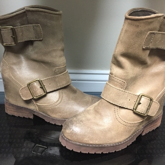 Aldo Gray Leather Wedge Booties - Picture 3 of 6